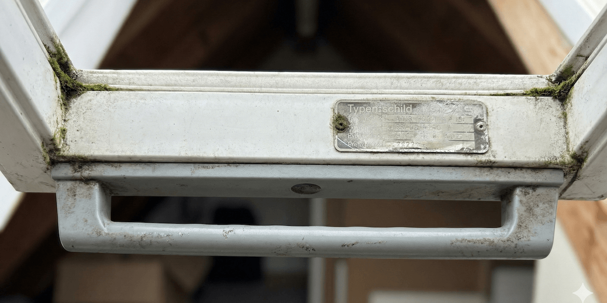 Braas Atelier Dachfenster Griff und Typenschild