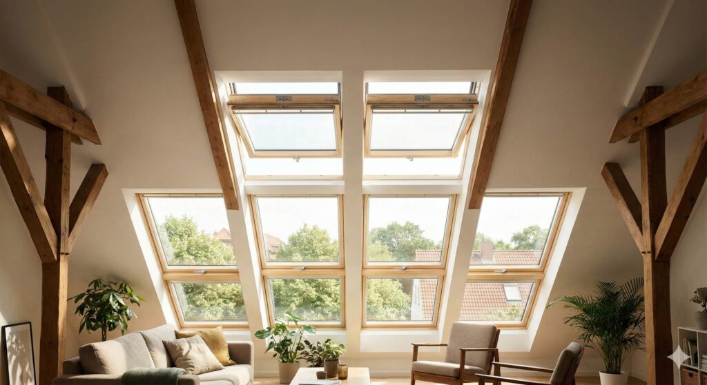 Große Velux Dachfenster Lichtlösung SK08 Kombination